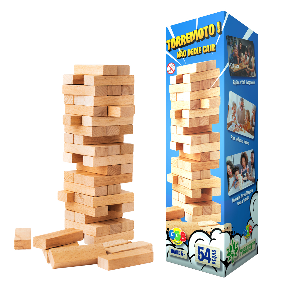 Torre para armar, 54 bloques de maderas, en caja
