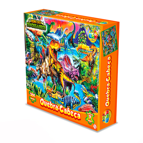 Puzzle de cartón, 300 piezas, dinosaurios en caja